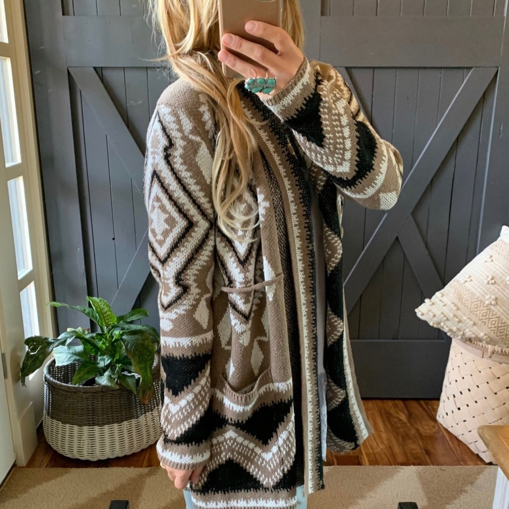 New Aztec Tribal Boho Western Cardigan Sweater Southwest Coat - Picture 9 of 12